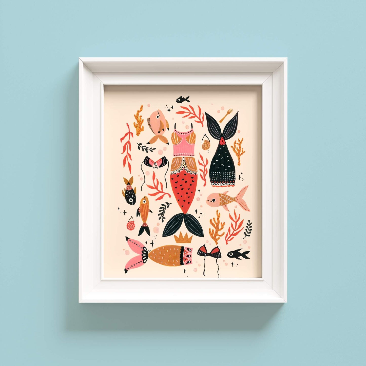 Mermaid Laundry Day Illustration