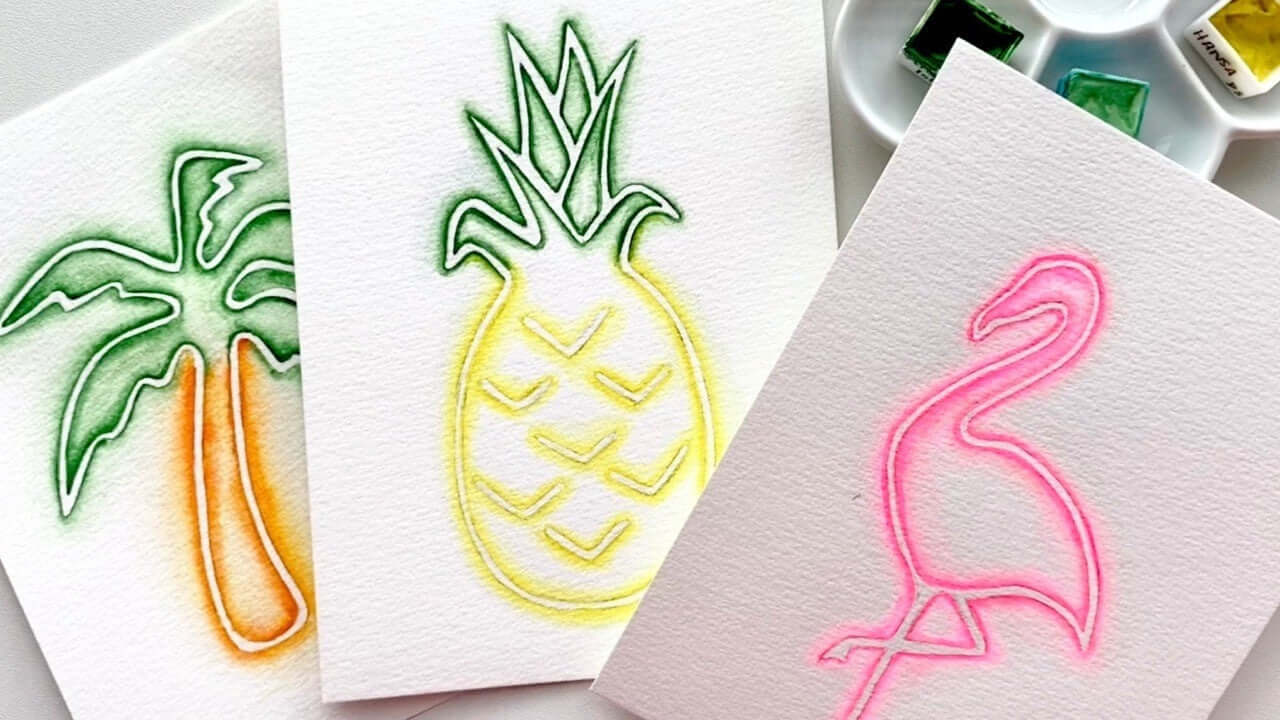 How to paint a watercolor neon sign