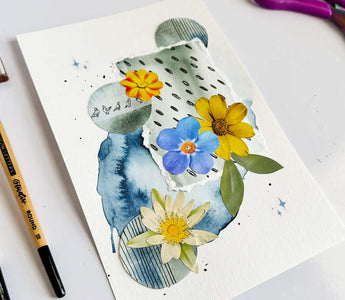 Mixed media floral collage tutorial