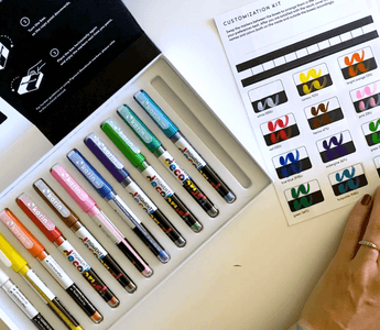 Karin marker acrylic brush pen swatches