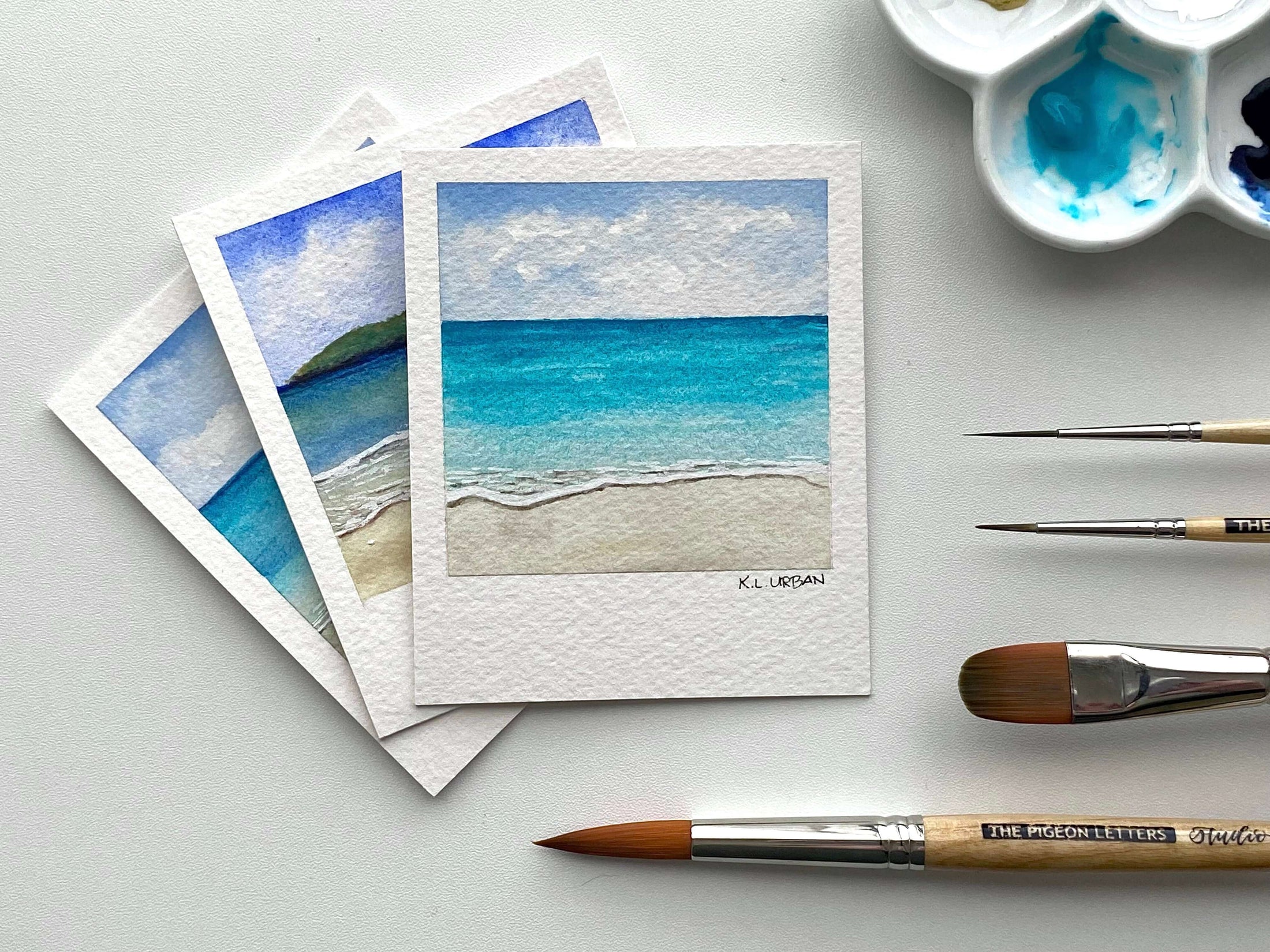 Watercolor beach tutorial