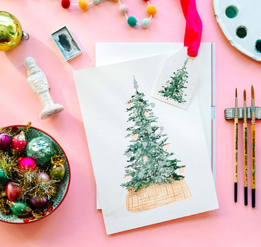 How to paint a watercolor Christmas tree