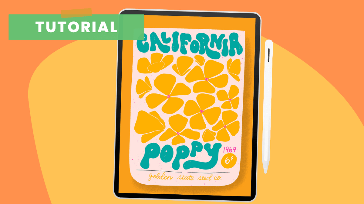 Create a Retro Style Flower Seed Packet Illustration in Procreate
