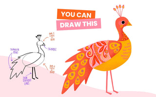 Draw a Colorful Folk Art Peacock Step-by-Step