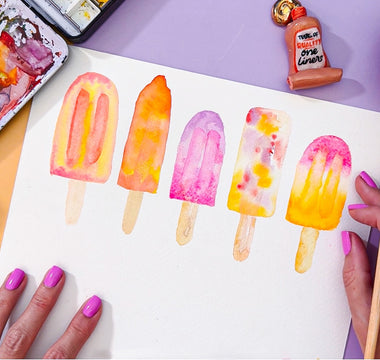 Easy Watercolor Popsicles Tutorial for Beginners