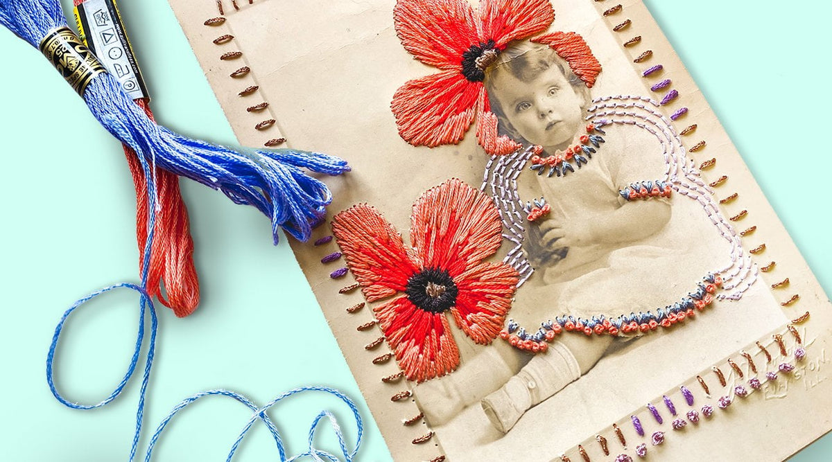 embroidery on photographs