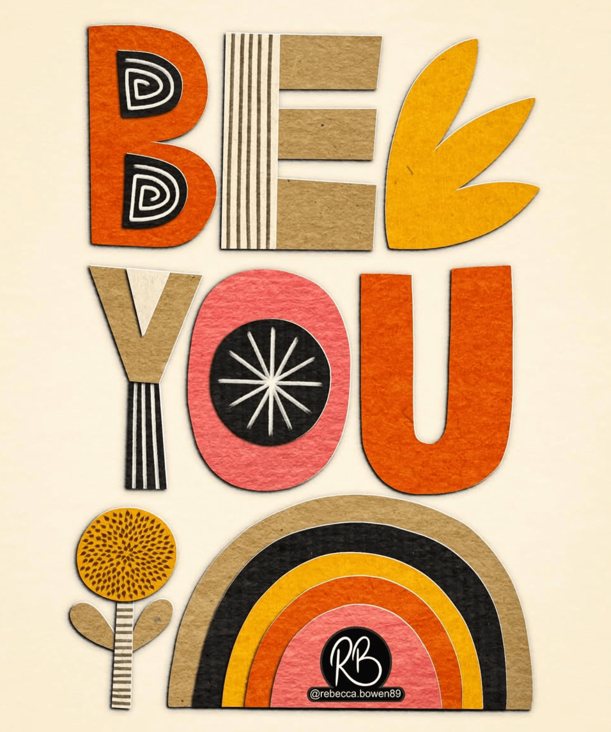 hand lettering paper cut out effect