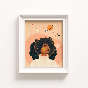 astronaut girl art print