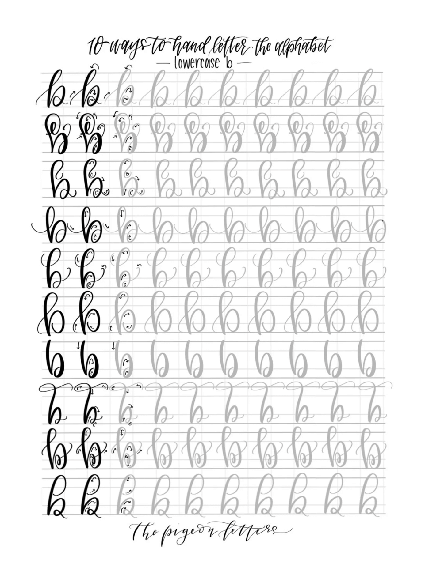 Bundled Lettering Practice Sheets - 10 Ways Uppercase & Lowercase