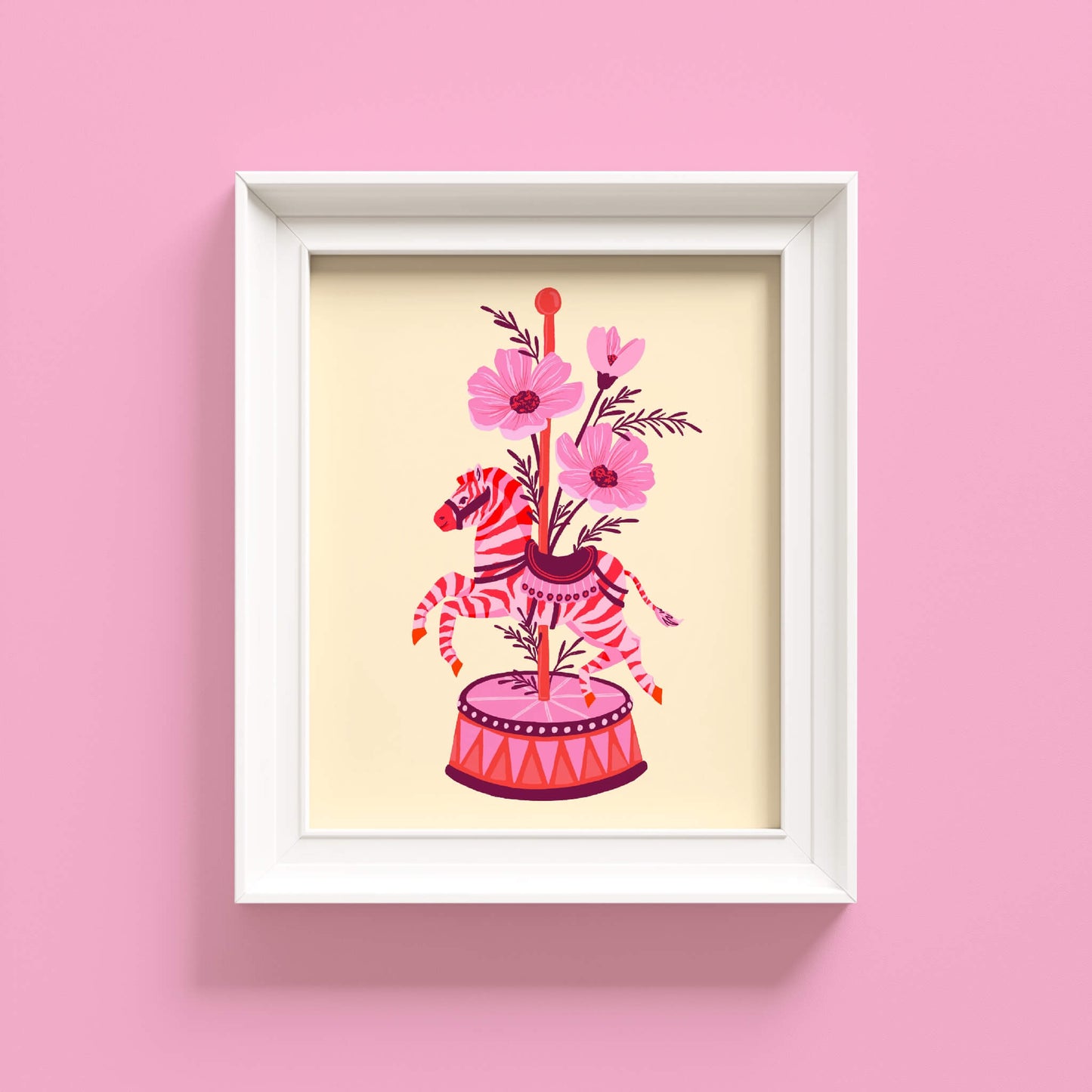 Carousel Zebra Art Print