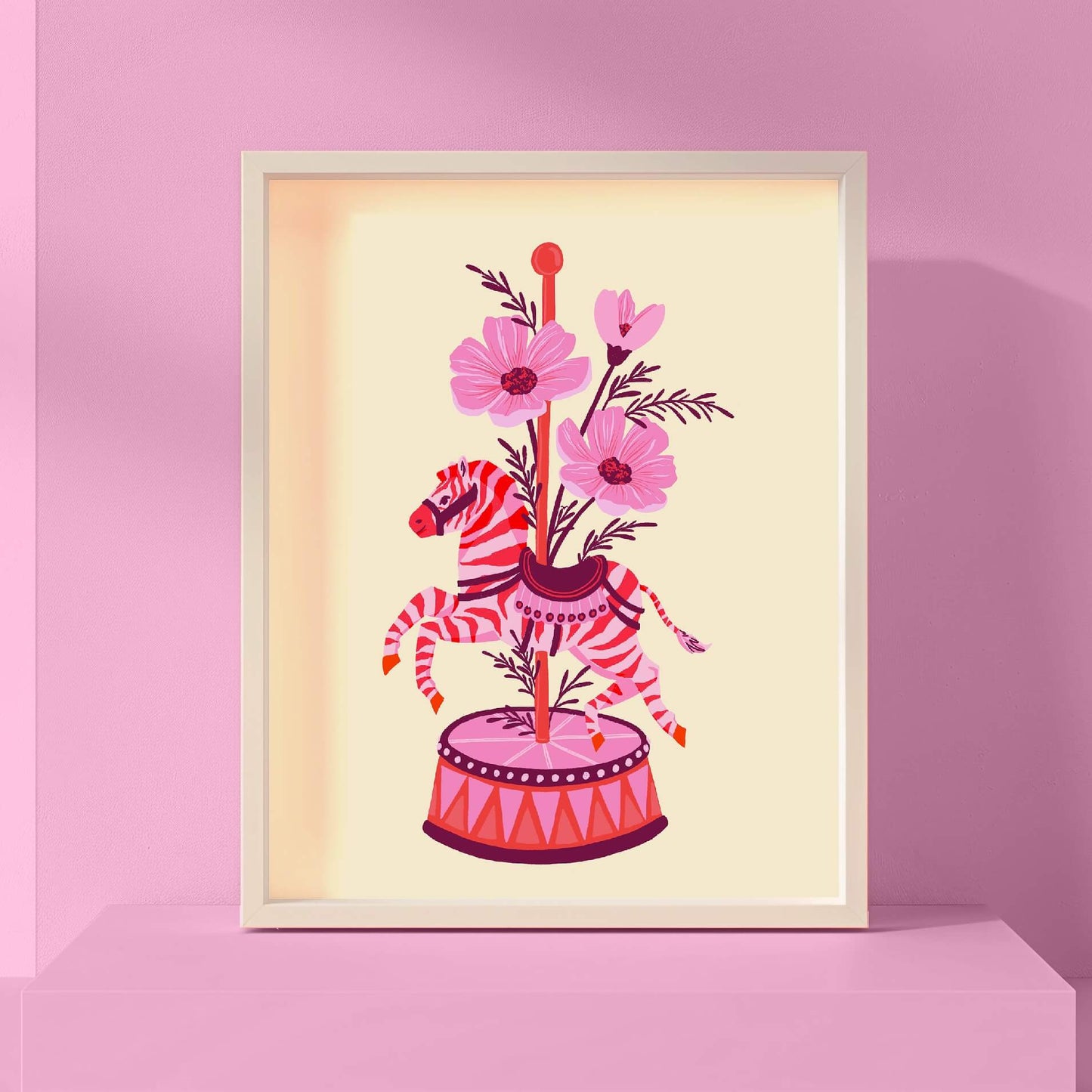 Carousel Zebra Art Print