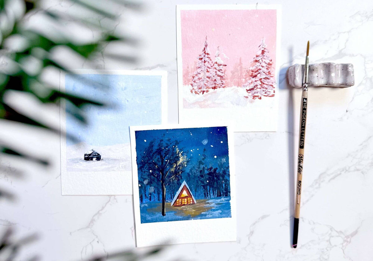 Gouache Polaroids: Winter Snowscapes Class