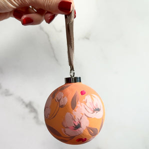 Hand-Painted Floral Ornament - Tangerine