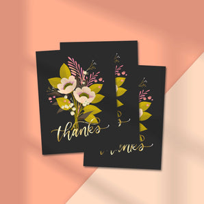 Modern Florals Thank You Cards - Set of 10 Gold Accented Greetings