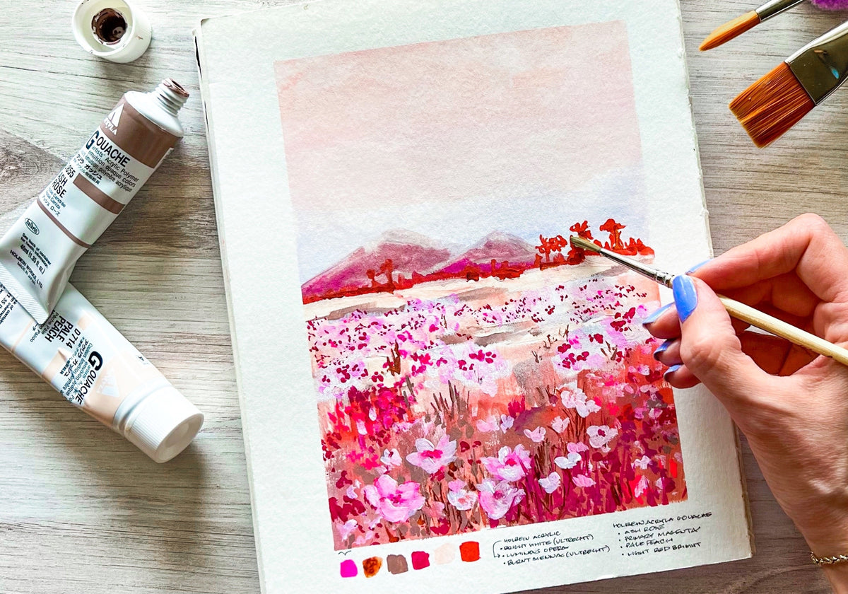 wildflower painting tutorial gouache