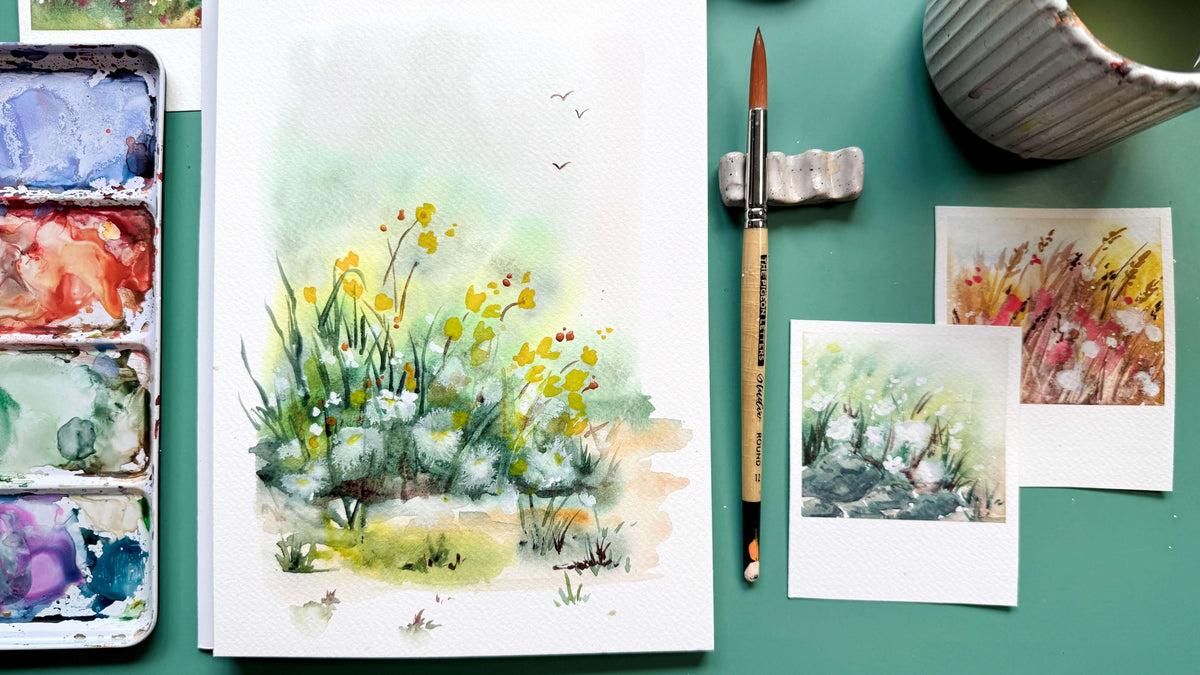 Loose Misty Watercolor Wildflowers