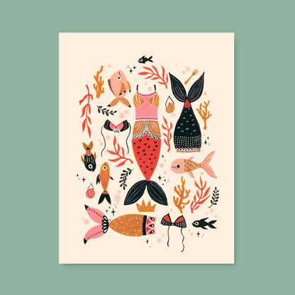 Mermaid Laundry Day Illustration