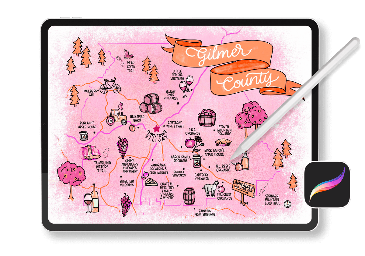 how to make illustrative maps procreate