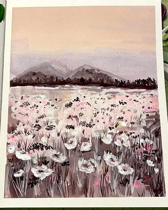 gouache flower painting tutorial