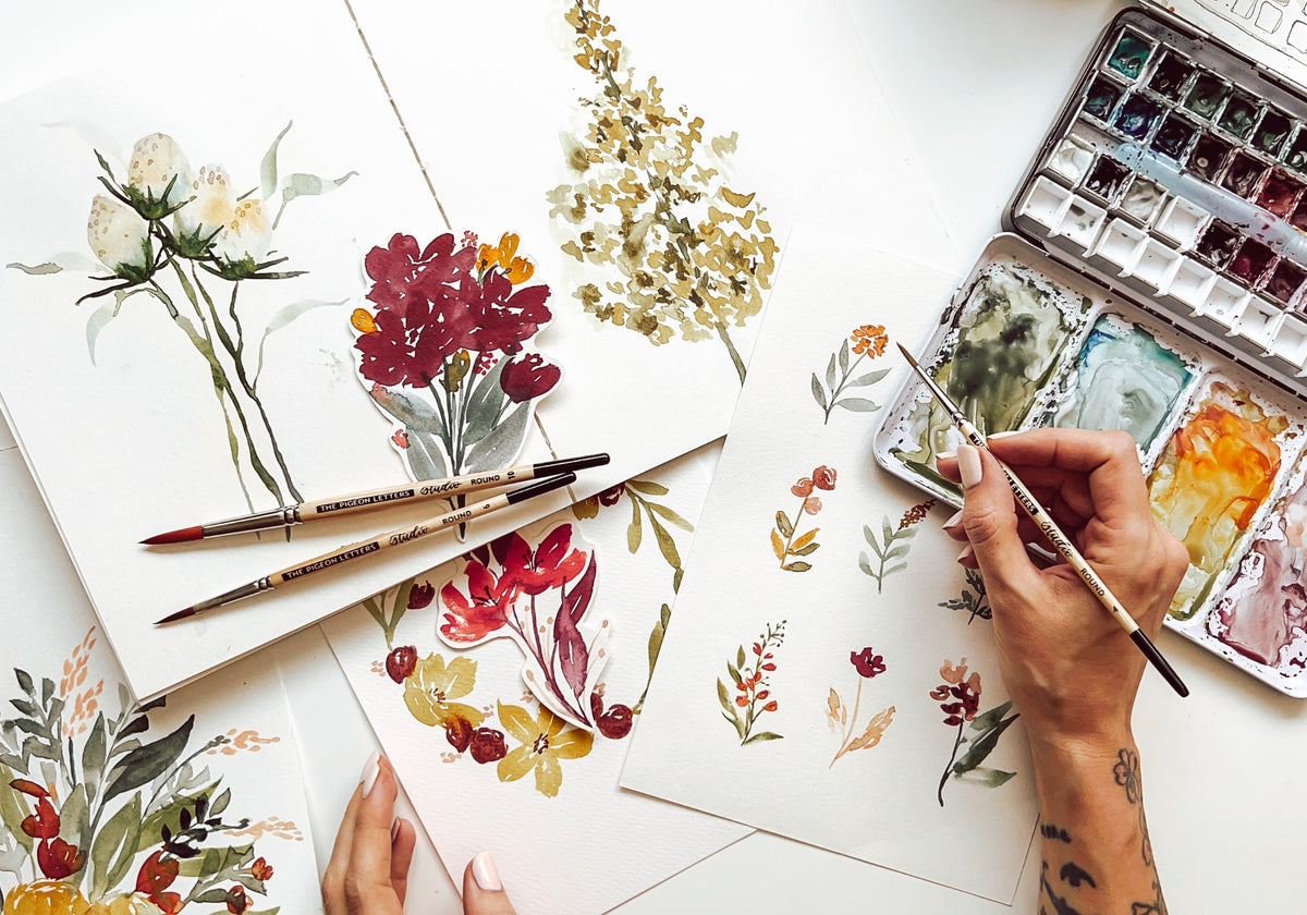 Vintage Wildflowers: 14-Day Watercolor Challenge Class