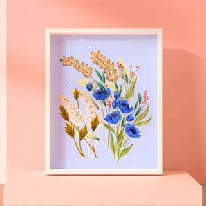 wildflower painting blue floral art print