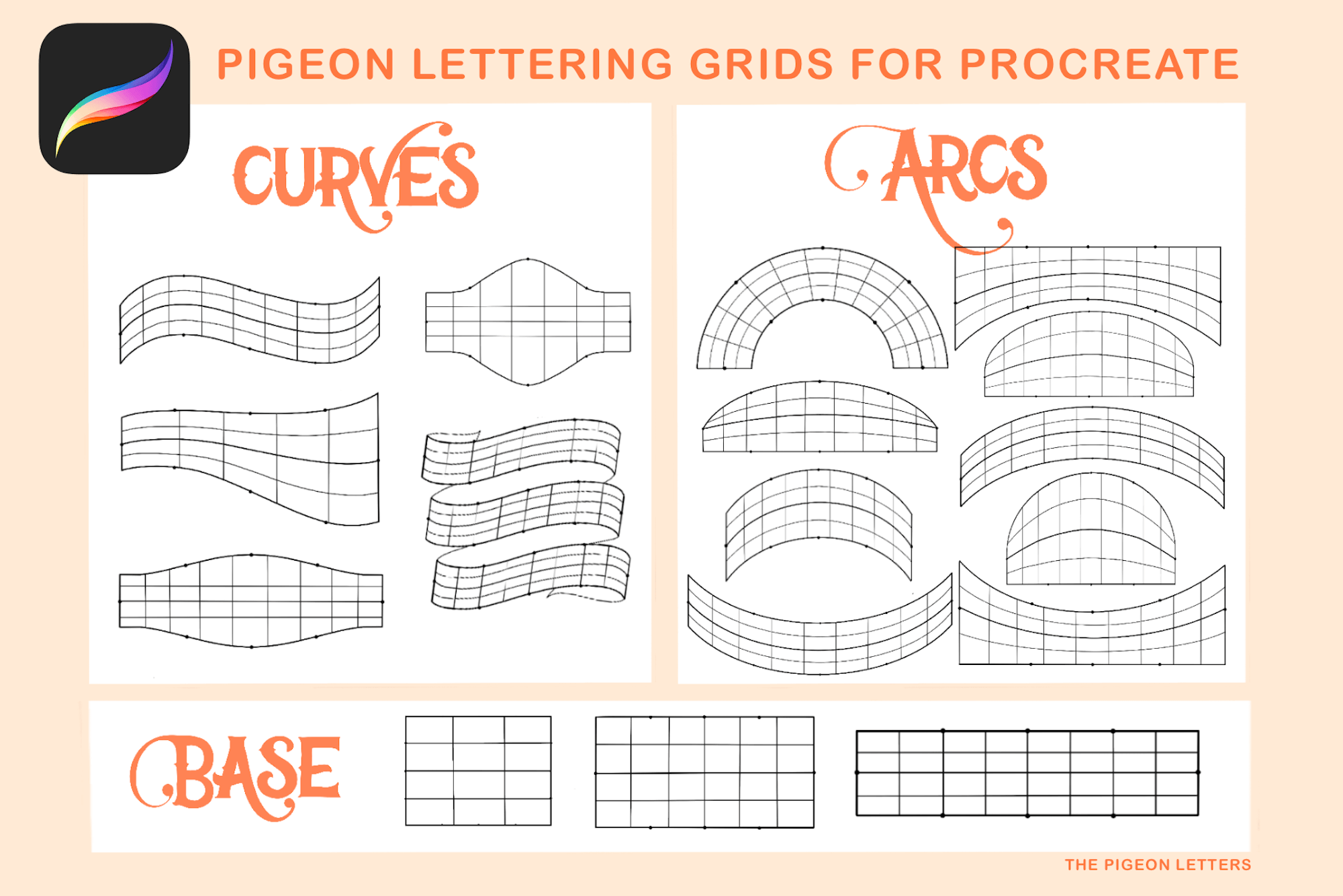 Pigeon Grids Lettering Templates for Procreate