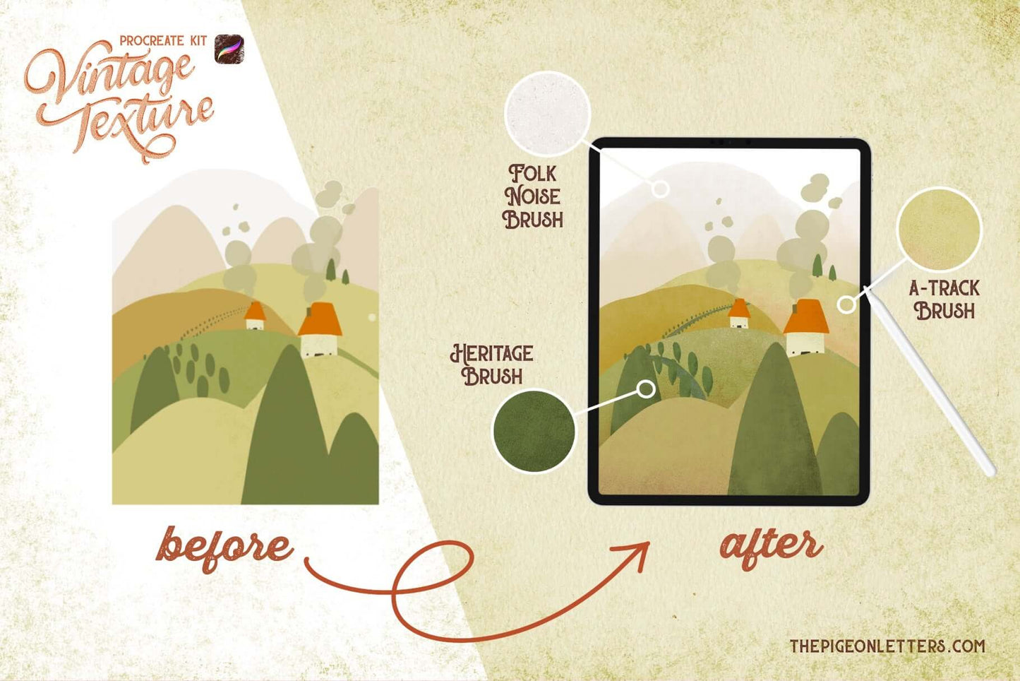 Vintage Texture Procreate Kit - The Pigeon Letters