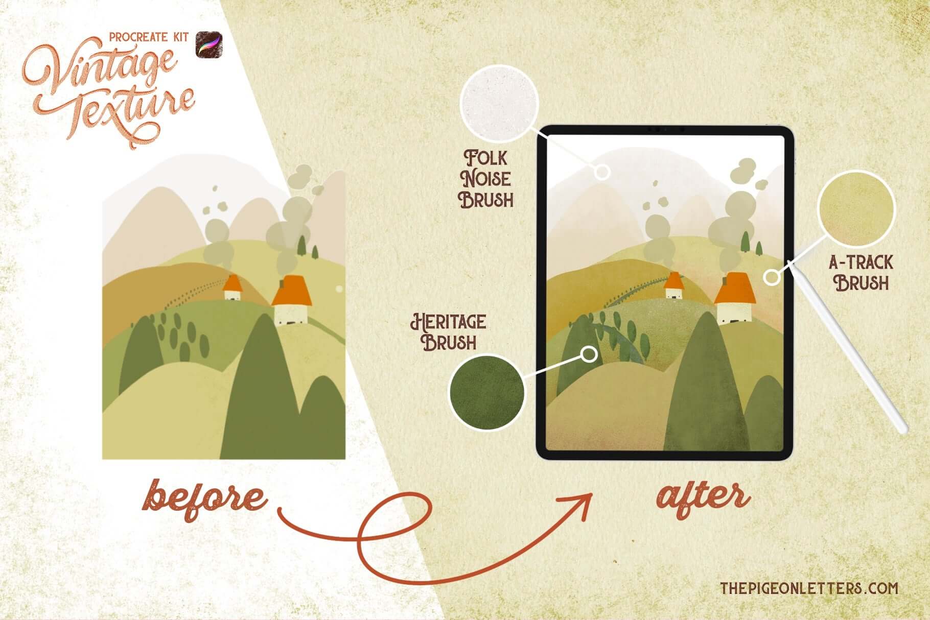 Vintage Texture Procreate Kit - The Pigeon Letters