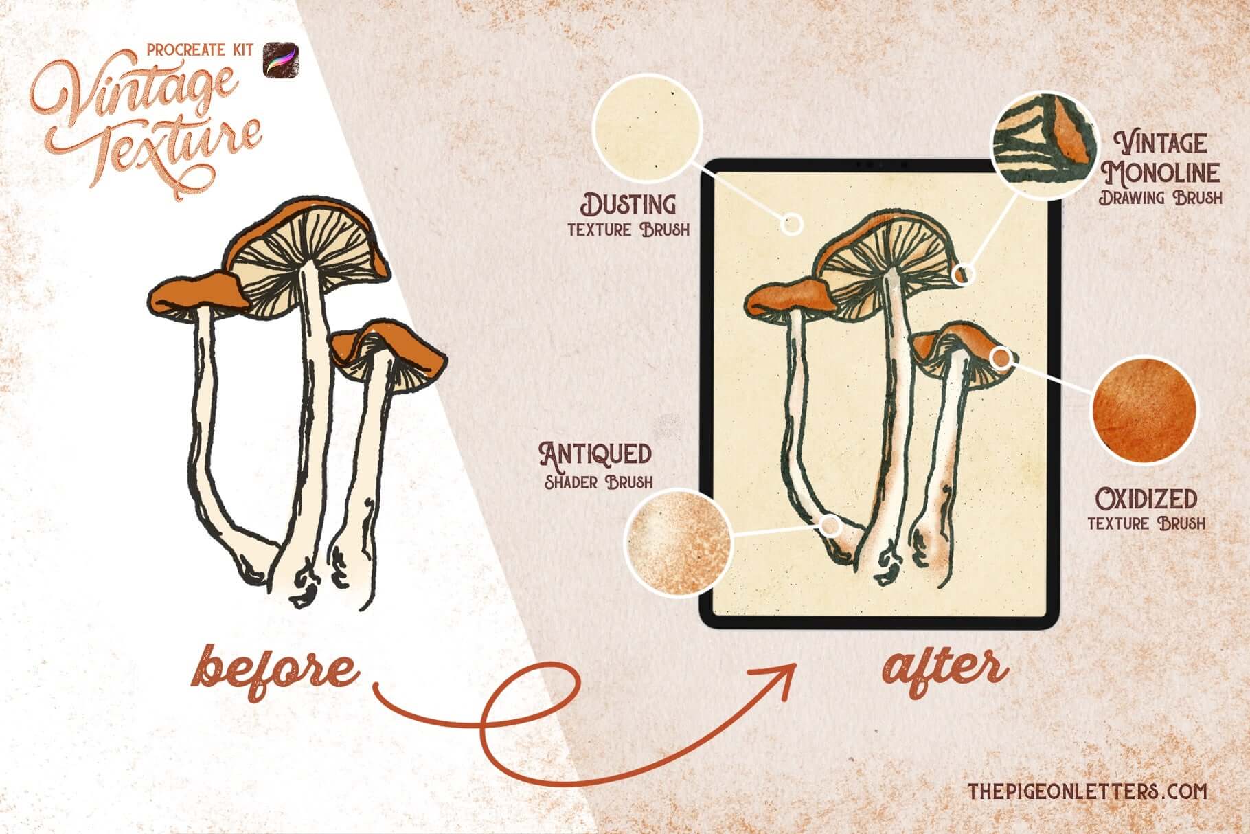 Adding vintage style textures to artwork in Procreate